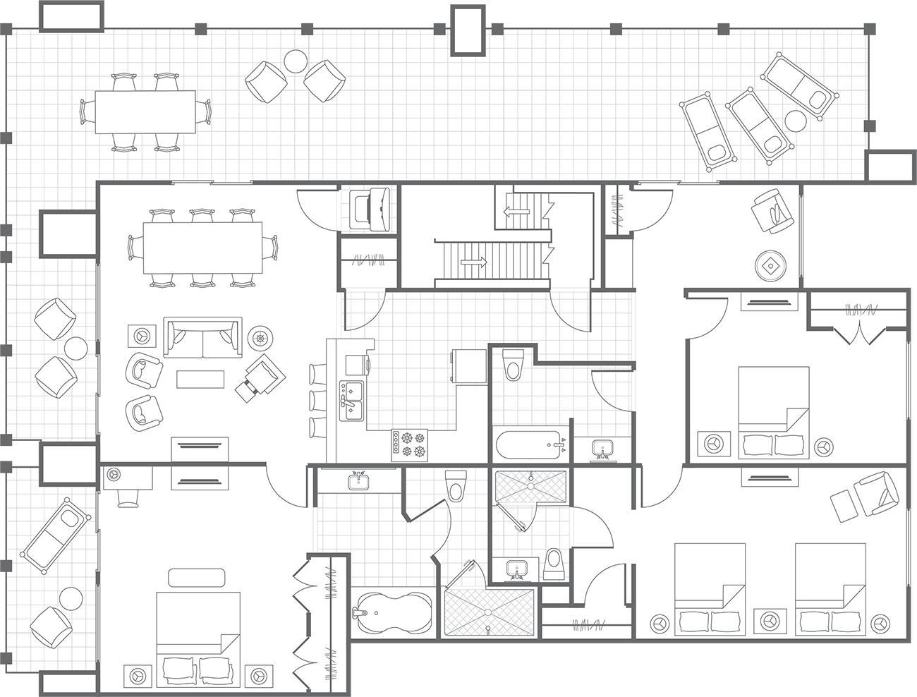 St Kitts Three-Bedroom Villa Floor Plan