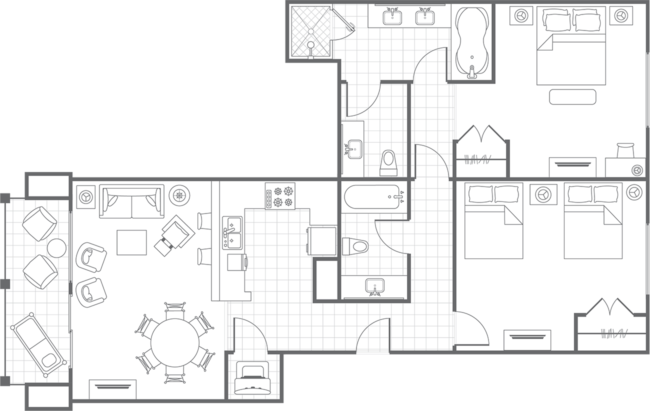 St Kitts Two-Bedroom Villa Floor Plan