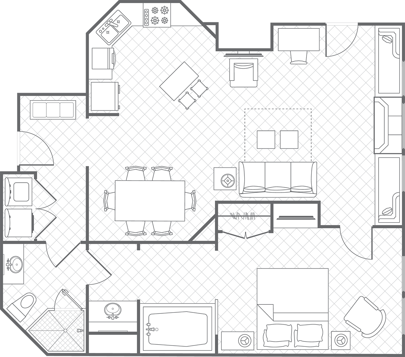 Summit Watch One-Bedroom Villa Floor Plan