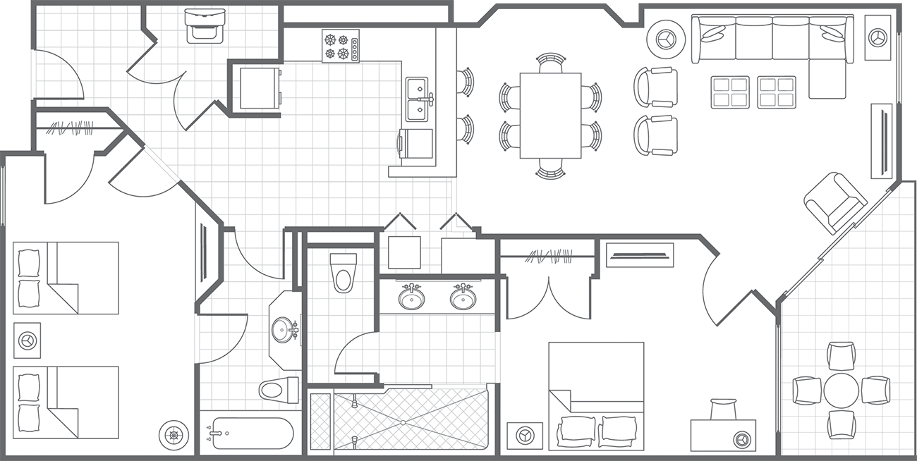 SurfWatch Two-Bedroom Villa Floor Plan