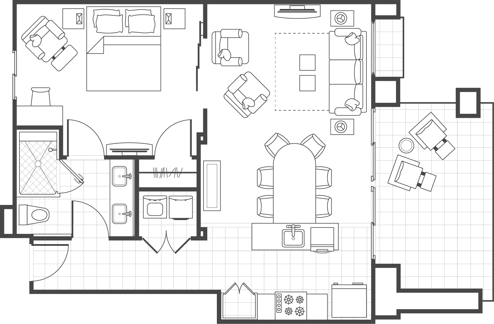 The Enclaves One-Bedroom Smaller Villa Floor Plan