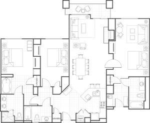 Timber Lodge Three-Bedroom Villa Floor Plan