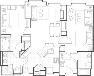 Timber Lodge Two-Bedroom Villa Floor Plan
