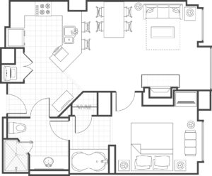 Timber Lodge Typical One-Bedroom Villa Floor Plan