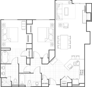 Timber Lodge Typical Two-Bedroom Villa Floor Plan