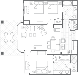 Two-Bedroom Villa OceanWatch Floor Plan