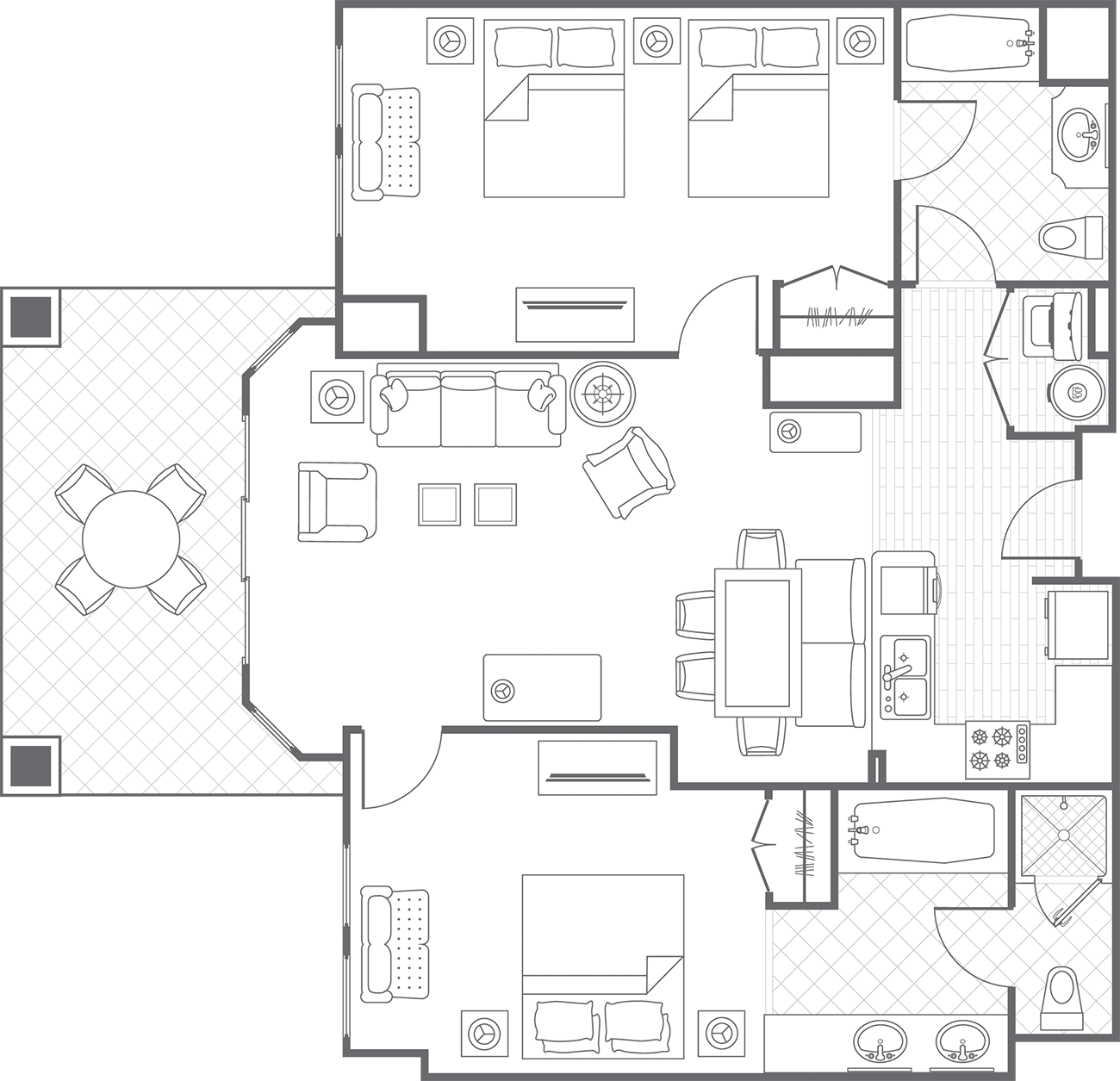 Two-Bedroom Villa OceanWatch Floor Plan
