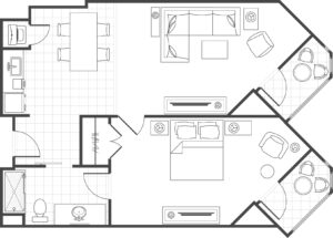 Waikoloa Ocean Club One-Bedroom Suite Floor Plan