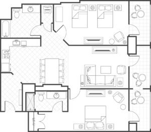 Waikoloa Ocean Club Two-Bedroom Suite Floor Plan