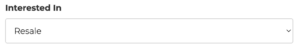 Interest selection dropdown
