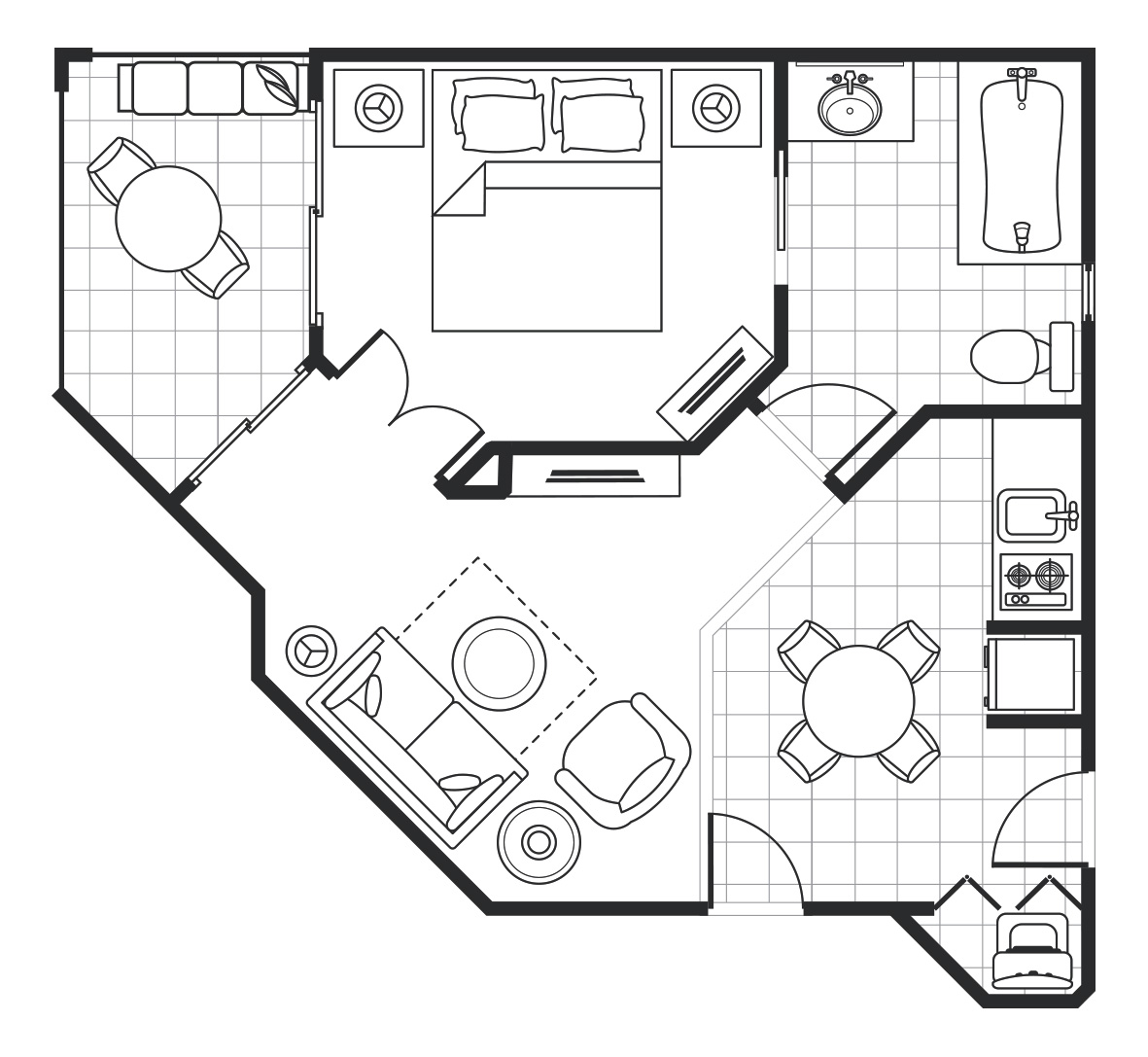 Desert Oasis One-Bedroom Villa floor plan