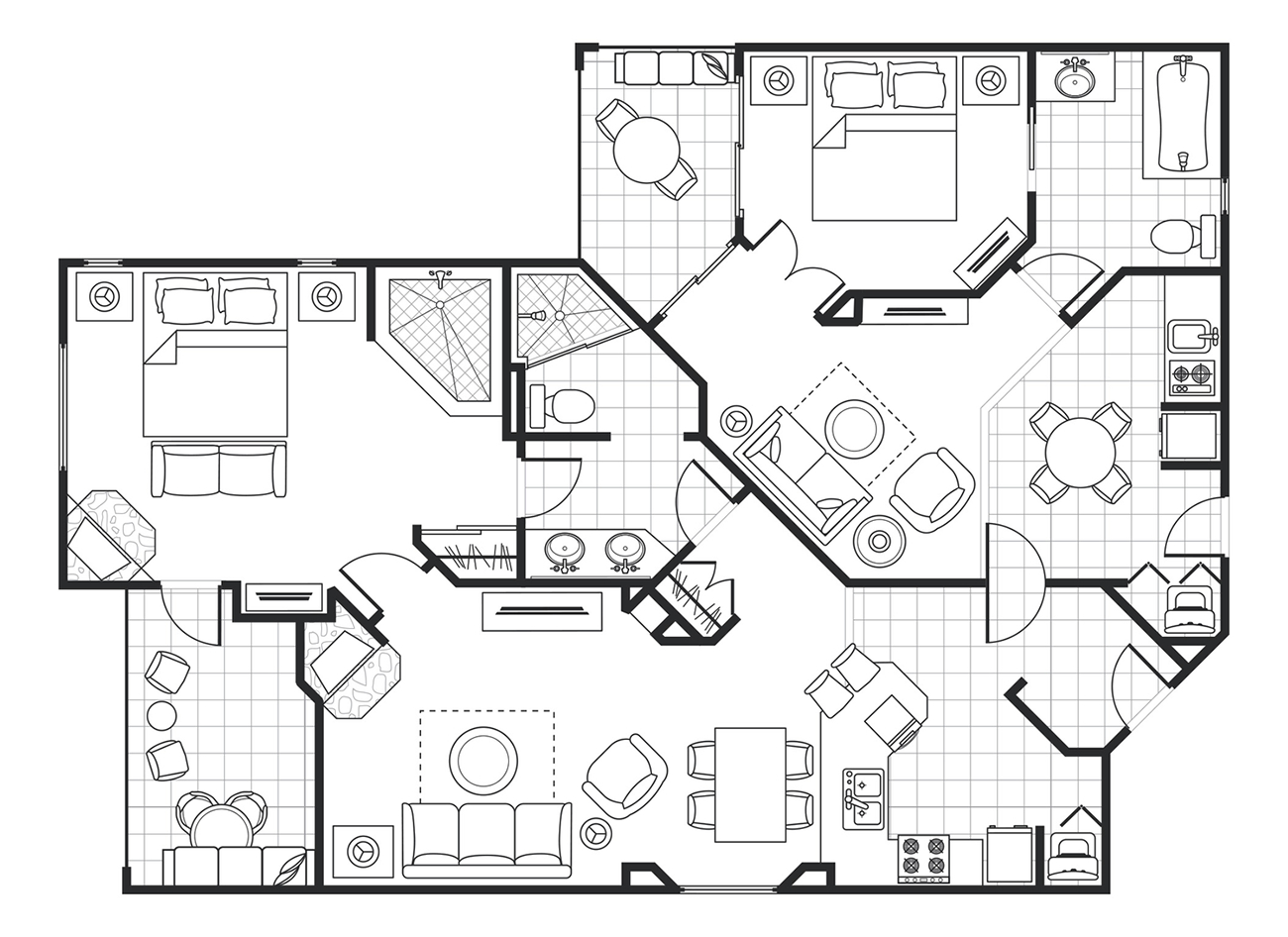 Desert Oasis Two-Bedroom Lockoff Villa floor plan