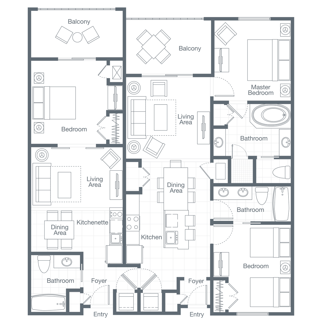 Sheraton Broadway Resort Three-Bedroom Lockoff Villa floor plan