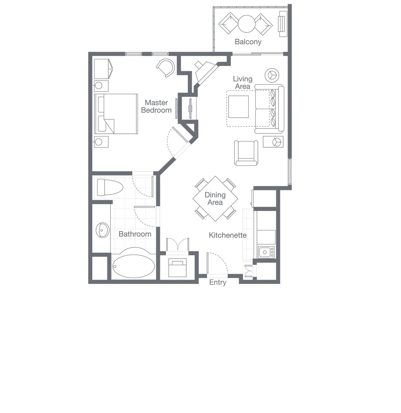 Sheraton Mountain Vista One-Bedroom Villa floor plan