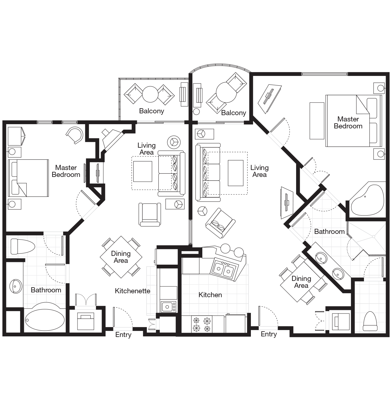 Sheraton Mountain Vista Two-Bedroom Lockoff Villa floor plan