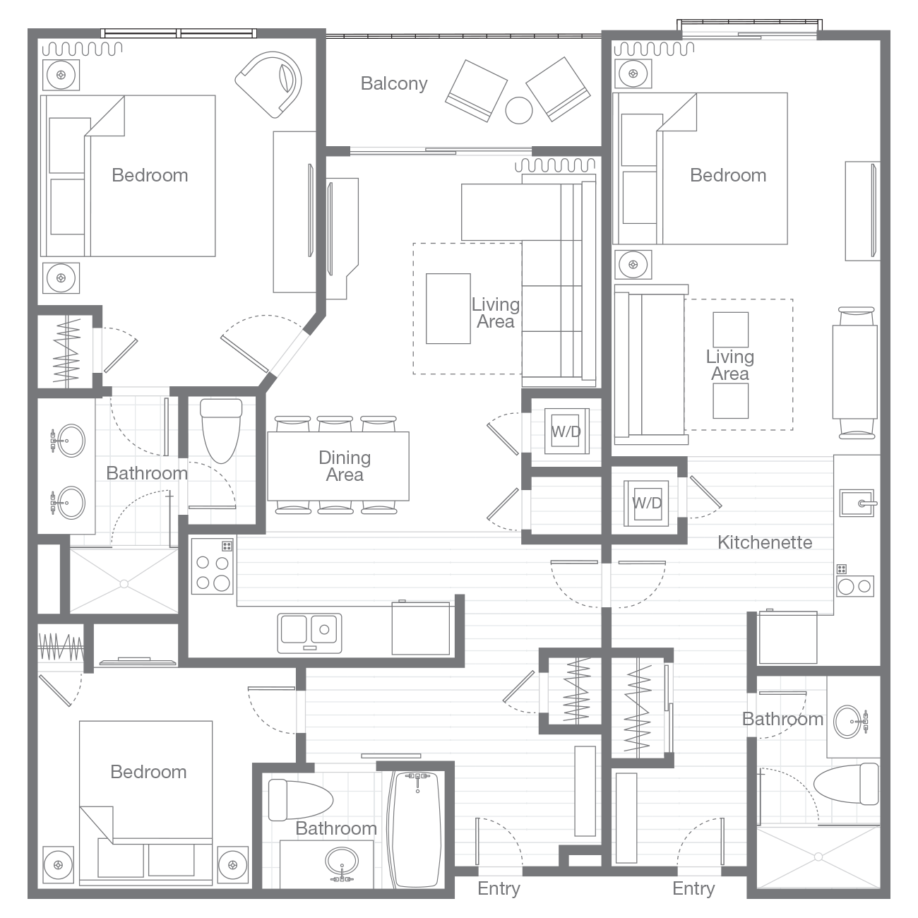 Steamboat Resort Three-Bedroom Lockoff Villa floor plan