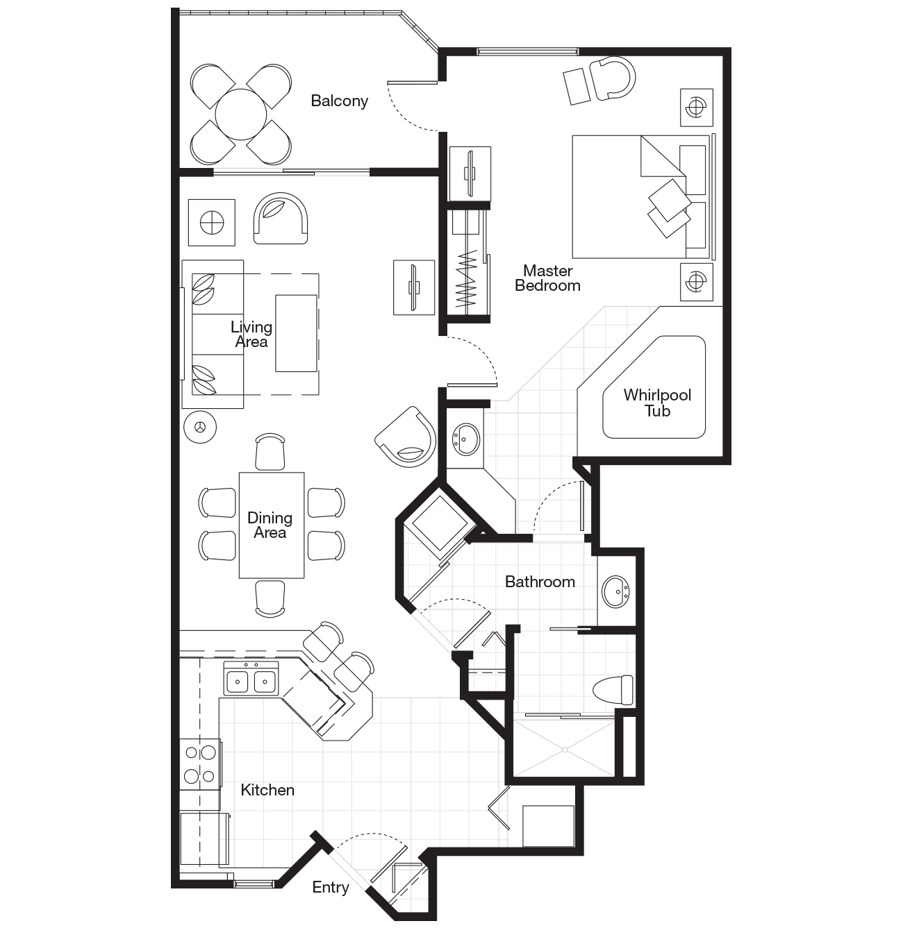 Vistana Resort One-Bedroom Premium Villa 855 floor plan