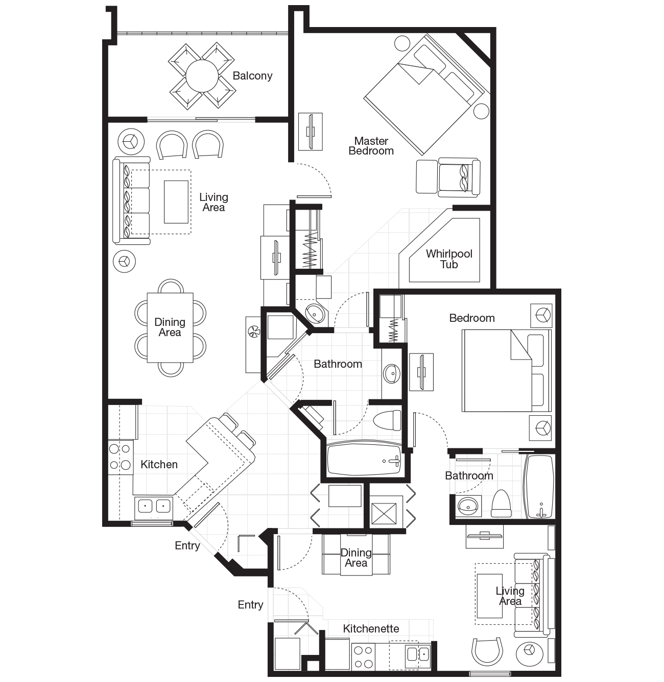 Vistana Resort Two-Bedroom Lockoff Villa Floor Plan